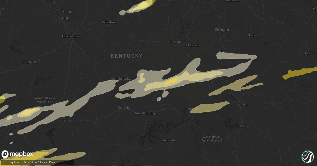 Hail map in Liberty, KY on May 16, 2025