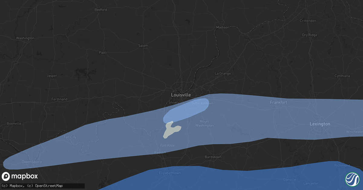 Hail map in Louisville, KY on May 16, 2025
