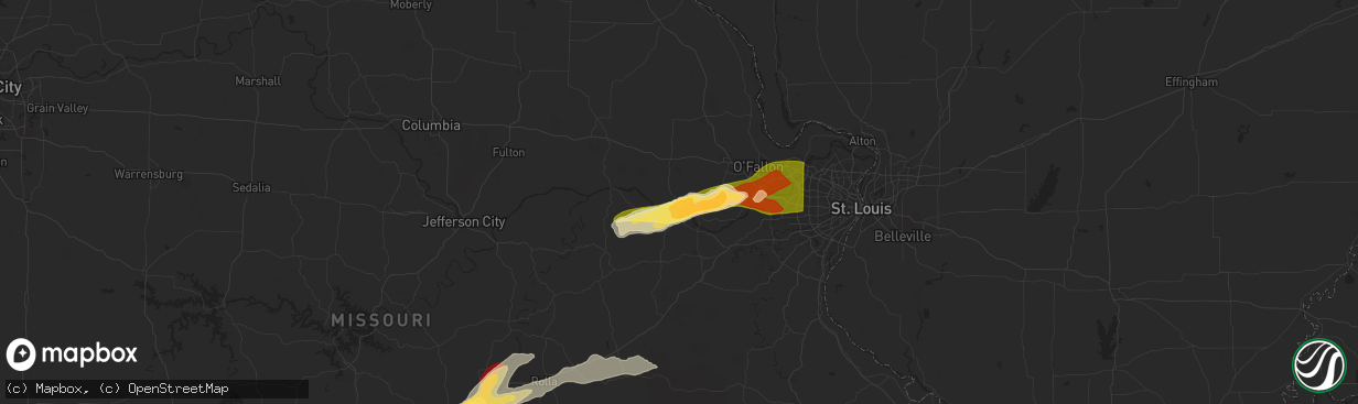 Hail map in Marthasville, MO on May 16, 2025