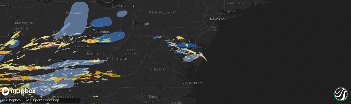 Hail map in Maryland on May 16, 2025