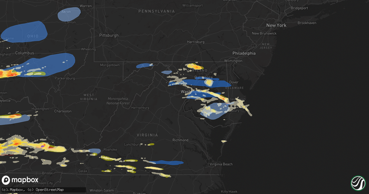 Hail map in Maryland on May 16, 2025