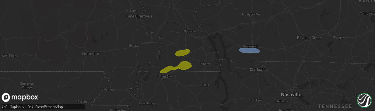 Hail map in Mayfield, KY on May 16, 2025
