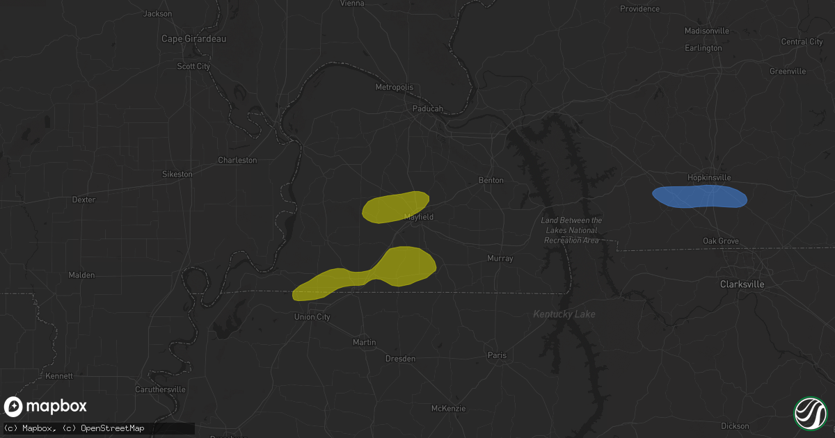 Hail map in Mayfield, KY on May 16, 2025