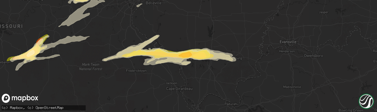 Hail map in Murphysboro, IL on May 16, 2025