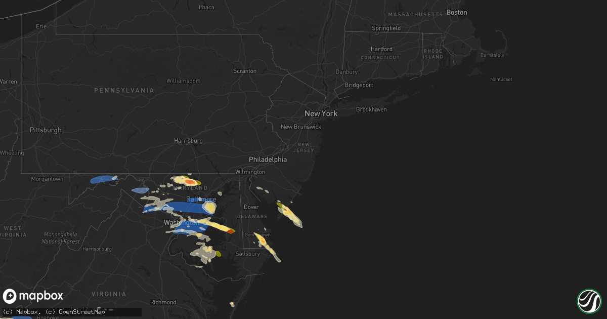 Hail map in New Jersey on May 16, 2025