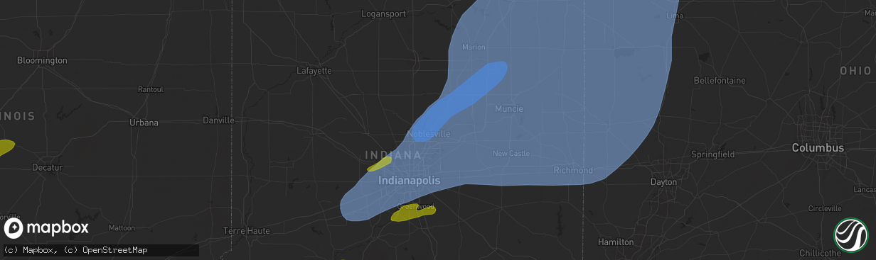 Hail map in Noblesville, IN on May 16, 2025