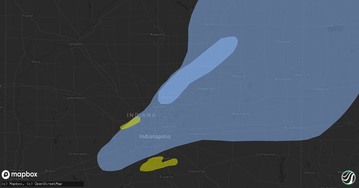 Hail map in Noblesville, IN on May 16, 2025