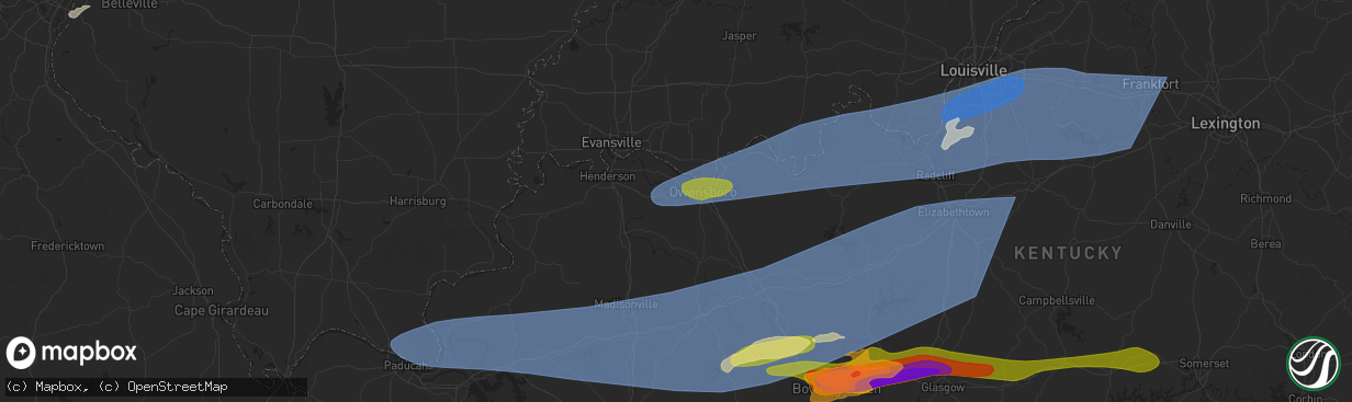 Hail map in Owensboro, KY on May 16, 2025