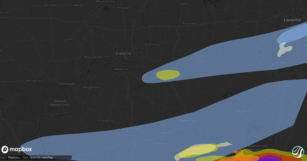 Hail map in Owensboro, KY on May 16, 2025