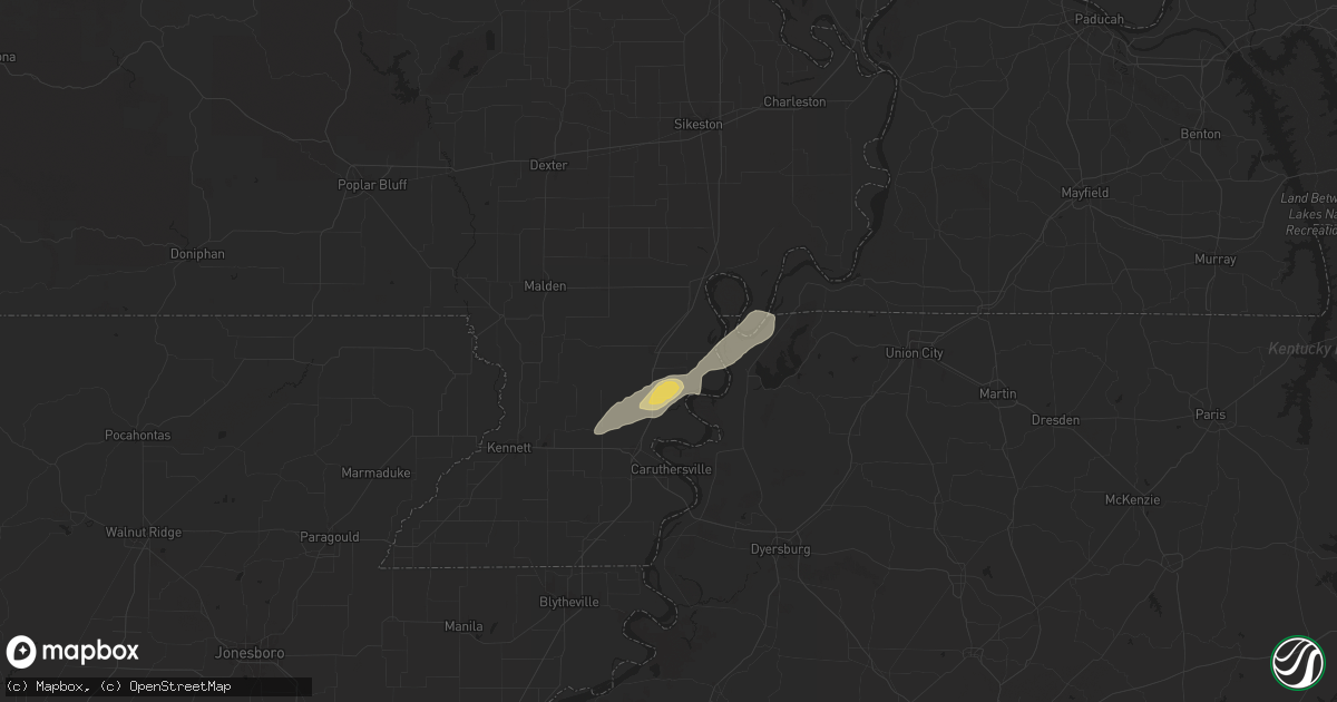 Hail map in Portageville, MO on May 16, 2025