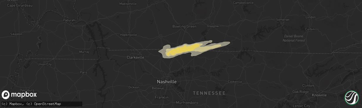 Hail map in Portland, TN on May 16, 2025