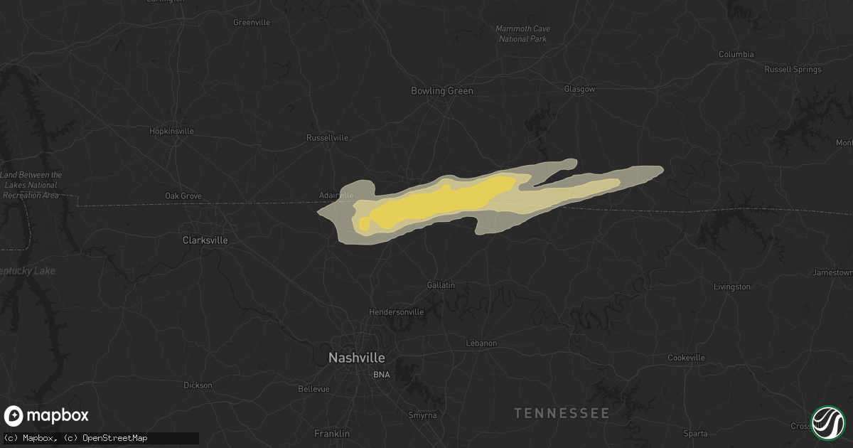 Hail map in Portland, TN on May 16, 2025