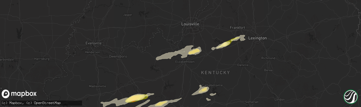 Hail map in Radcliff, KY on May 16, 2025