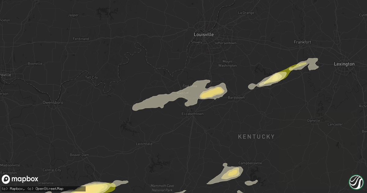 Hail map in Radcliff, KY on May 16, 2025