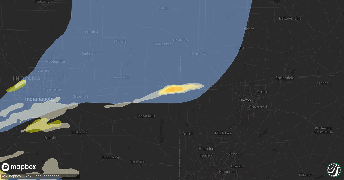 Hail map in Richmond, IN on May 16, 2025