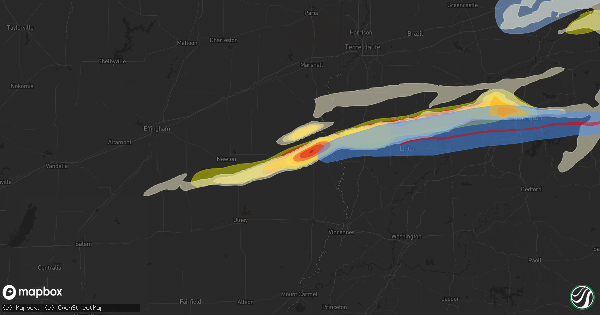Hail map in Robinson, IL on May 16, 2025