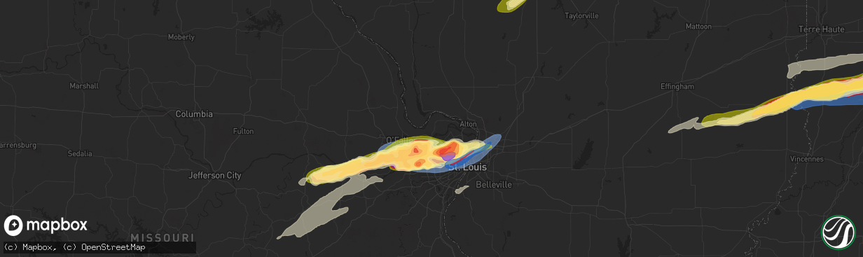 Hail map in Saint Charles, MO on May 16, 2025