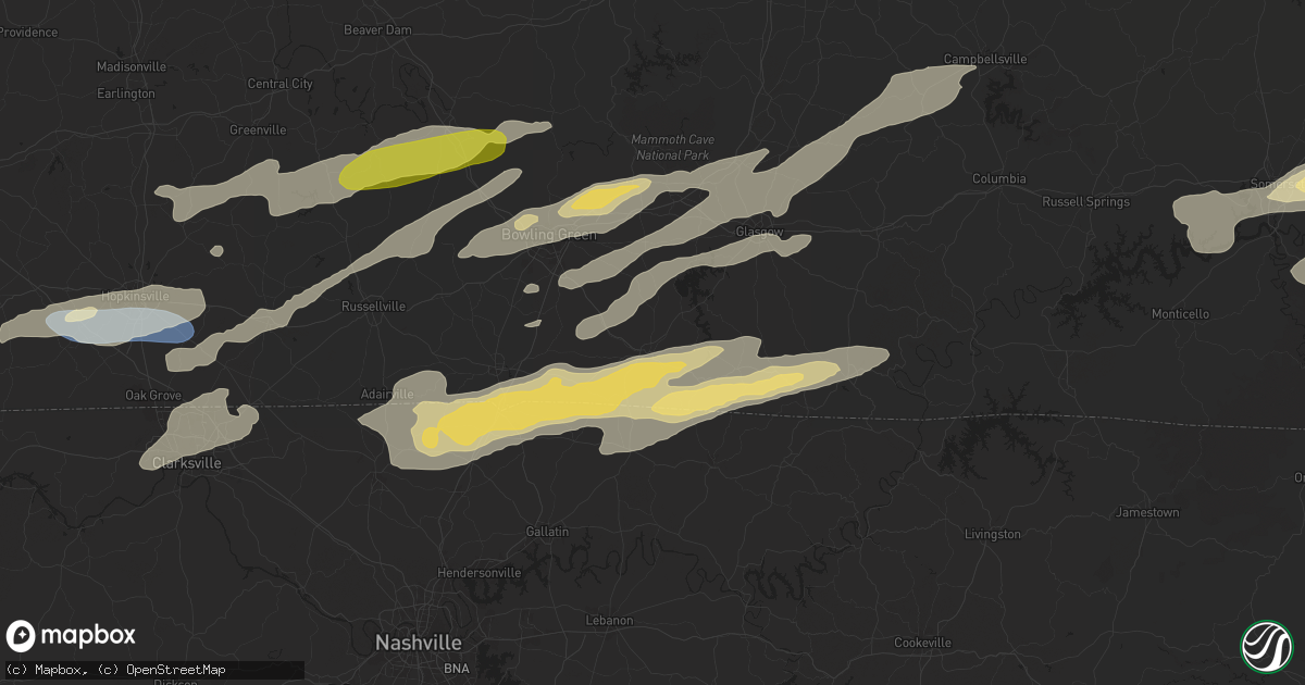 Hail map in Scottsville, KY on May 16, 2025