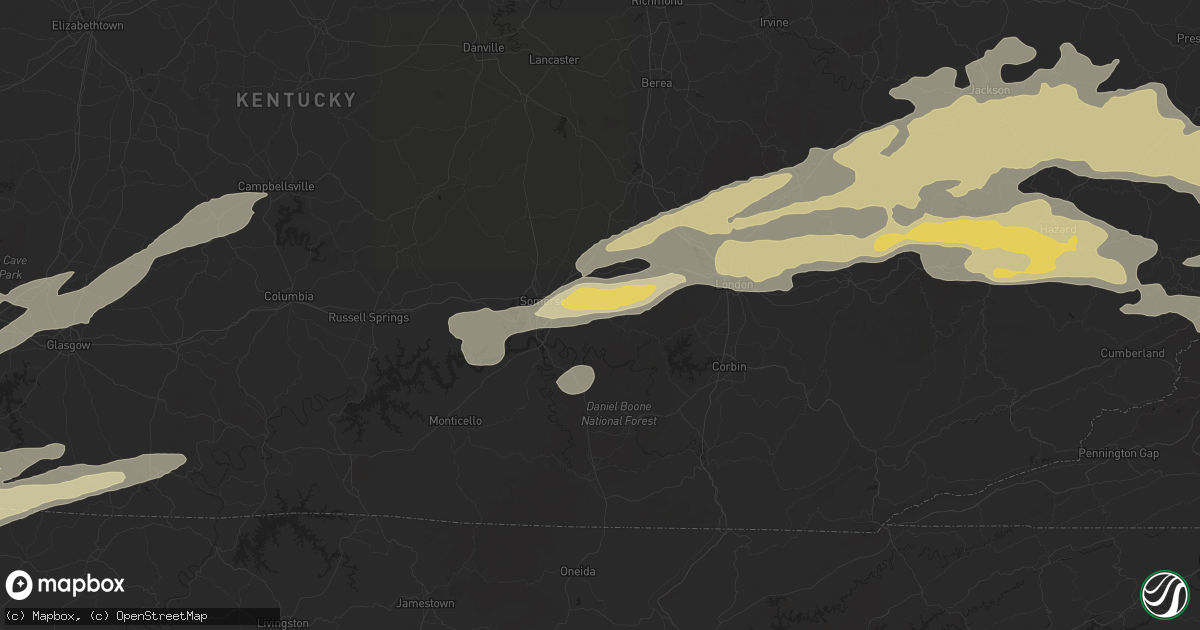 Hail map in Somerset, KY on May 16, 2025