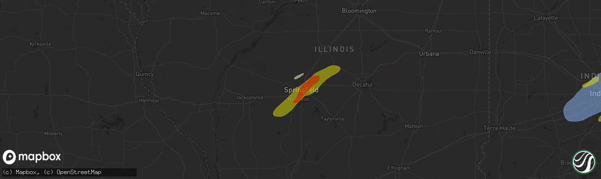 Hail map in Springfield, IL on May 16, 2025