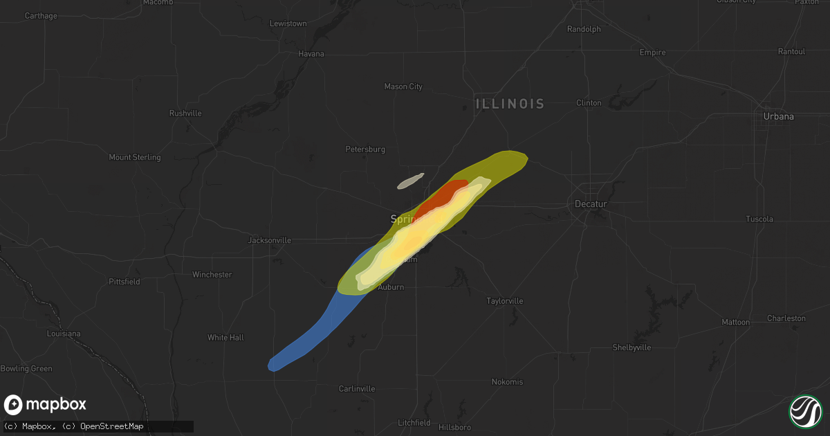 Hail map in Springfield, IL on May 16, 2025