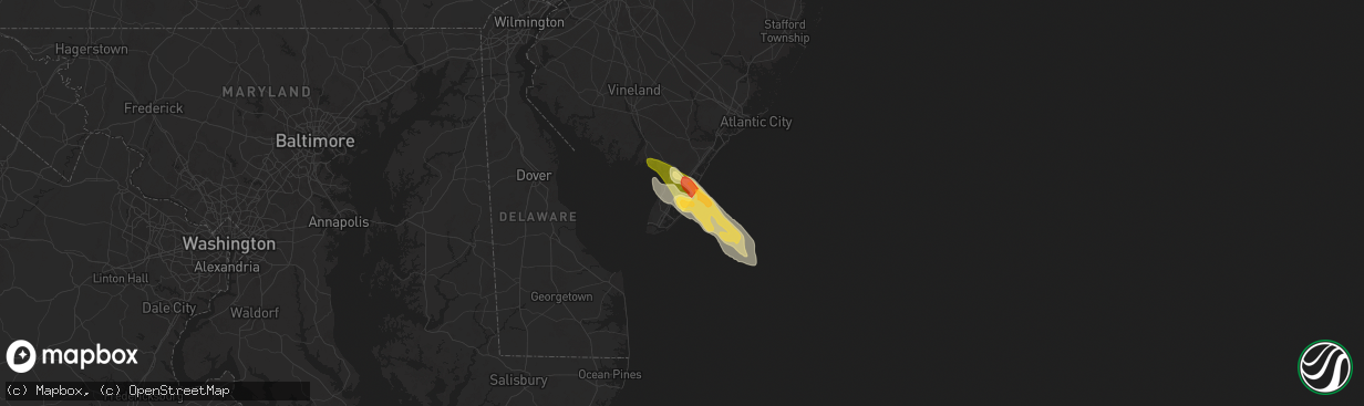 Hail map in Stone Harbor, NJ on May 16, 2025