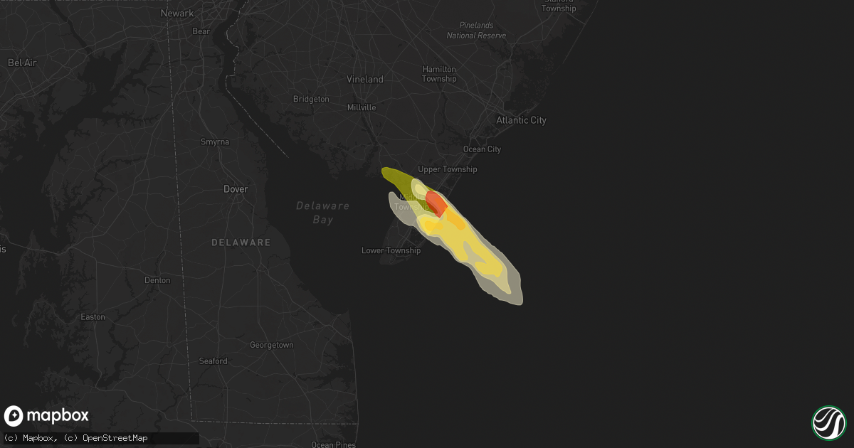 Hail map in Stone Harbor, NJ on May 16, 2025