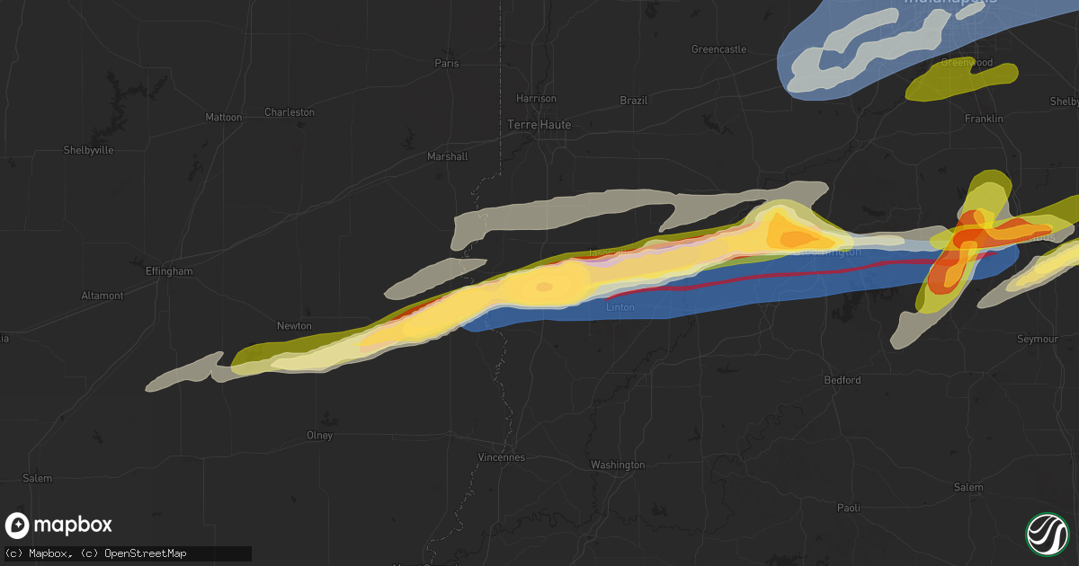 Hail map in Sullivan, IN on May 16, 2025