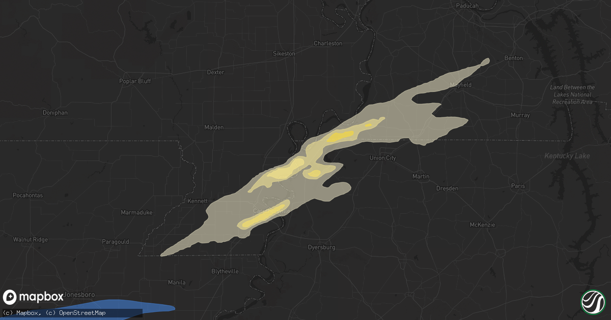 Hail map in Tiptonville, TN on May 16, 2025