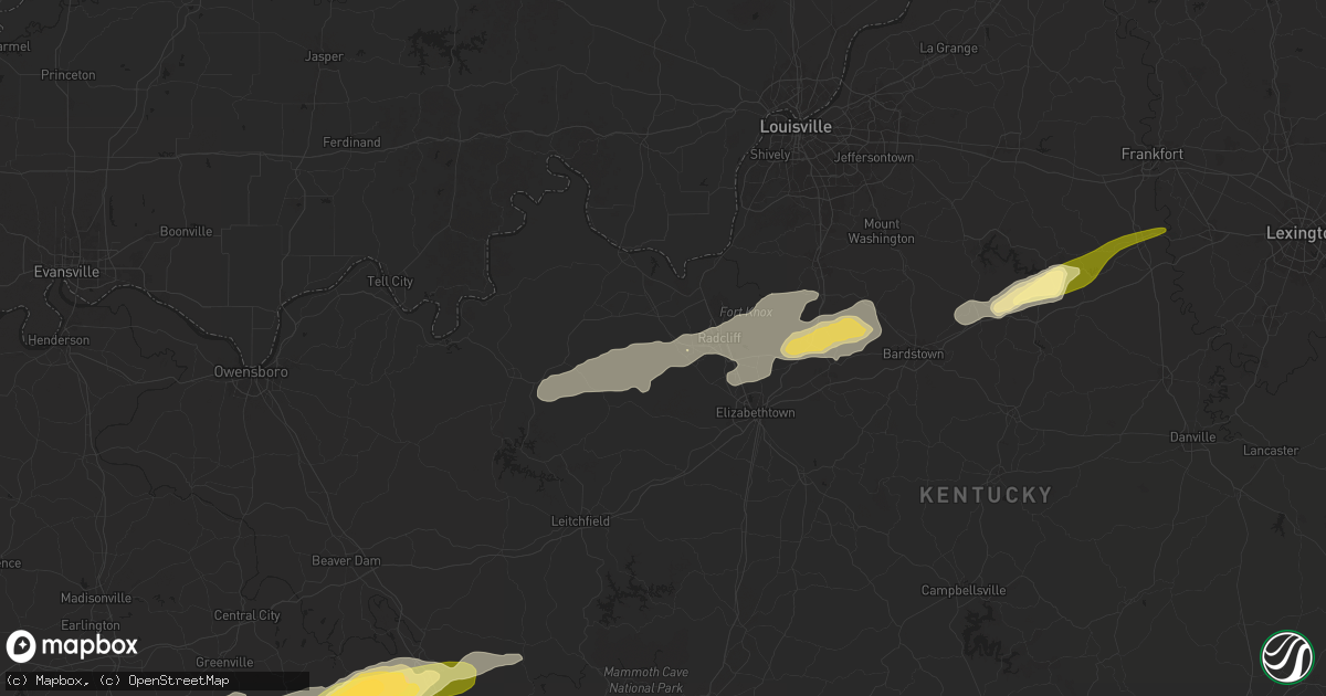 Hail map in Vine Grove, KY on May 16, 2025