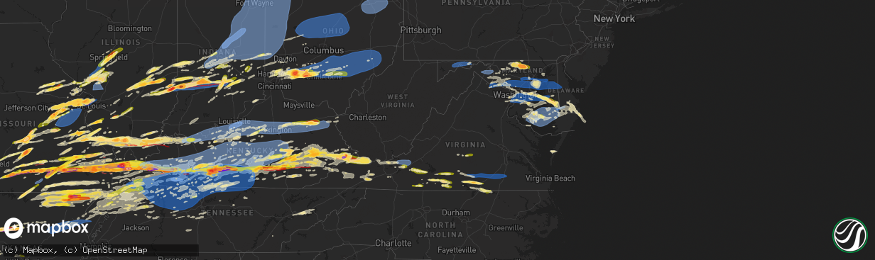 Hail map in Virginia on May 16, 2025