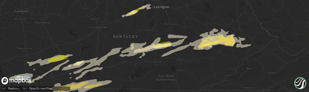 Hail map in Waynesburg, KY on May 16, 2025