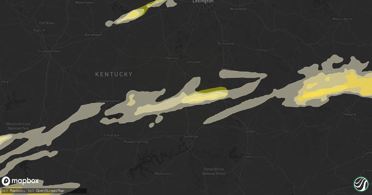 Hail map in Waynesburg, KY on May 16, 2025