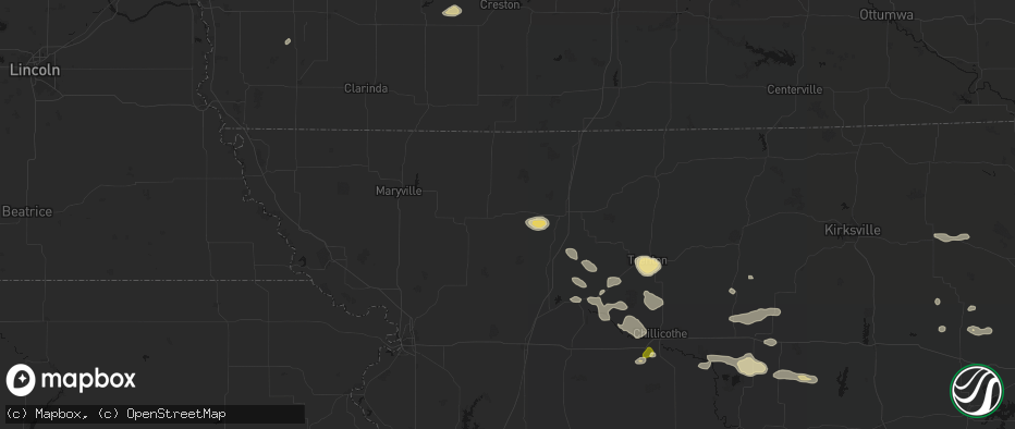 Hail map in Albany, MO on May 16, 2026