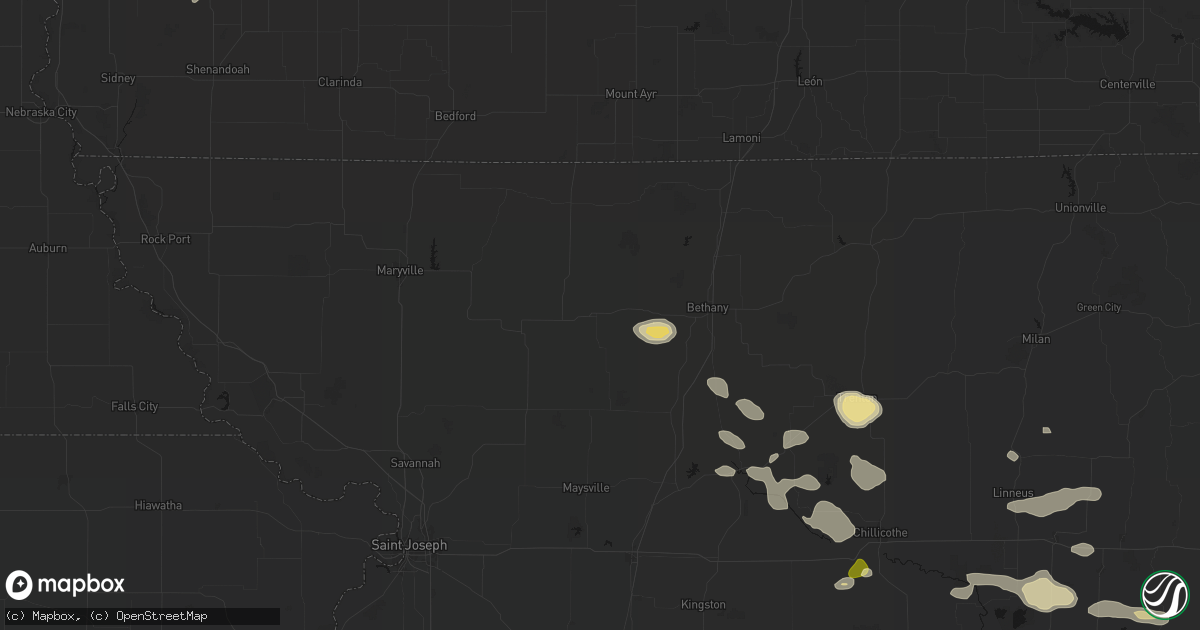 Hail map in Albany, MO on May 16, 2026