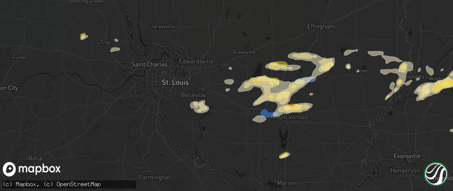 Hail map in Albers, IL on May 16, 2026