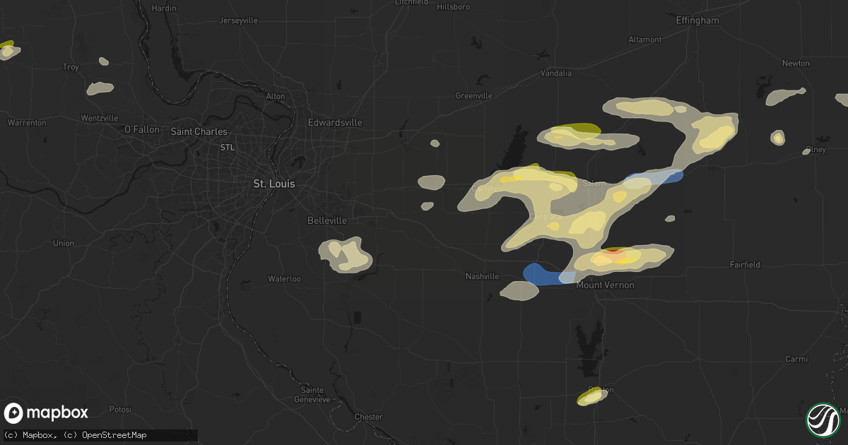 Hail map in Albers, IL on May 16, 2026