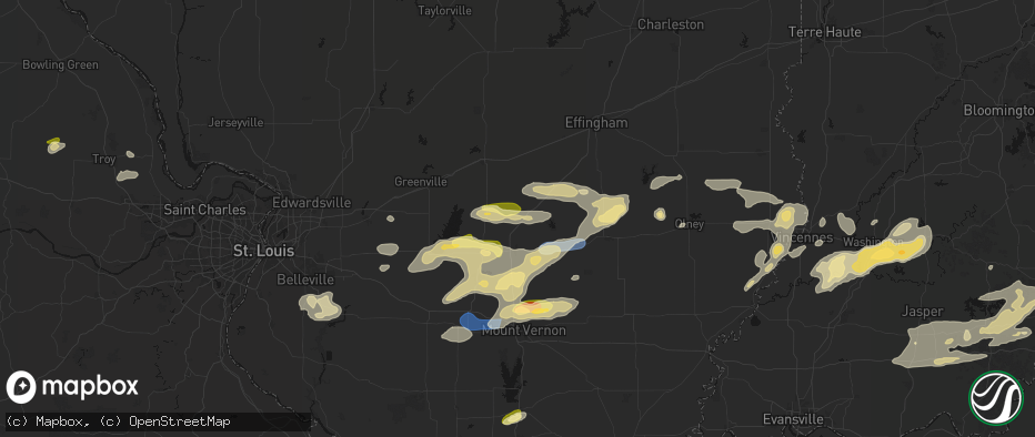 Hail map in Alma, IL on May 16, 2026