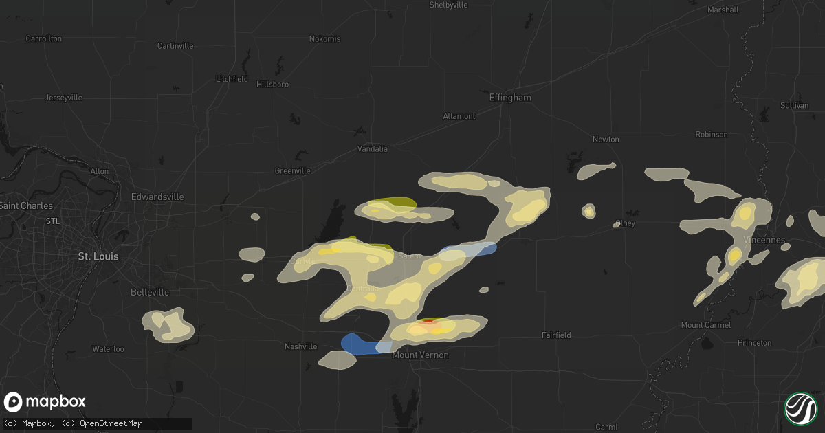 Hail map in Alma, IL on May 16, 2026