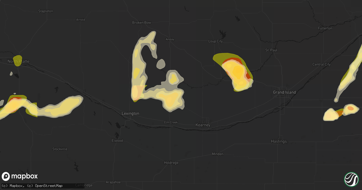 Hail map in Amherst, NE on May 16, 2026