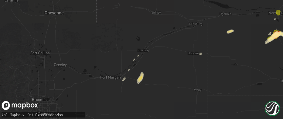 Hail map in Atwood, CO on May 16, 2026