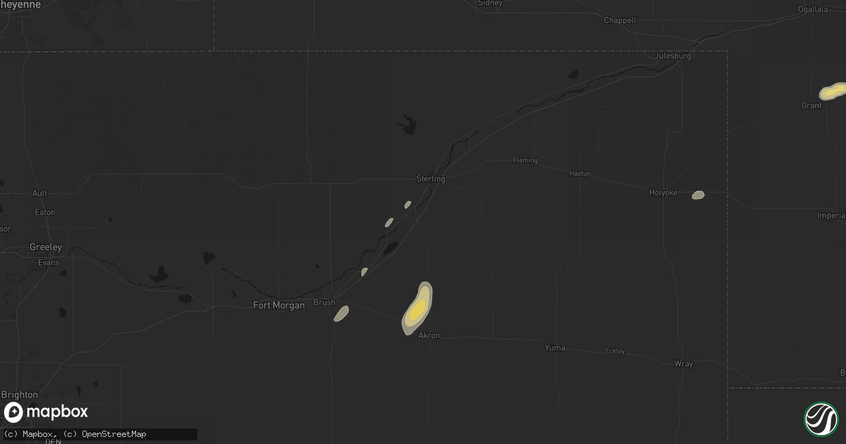 Hail map in Atwood, CO on May 16, 2026