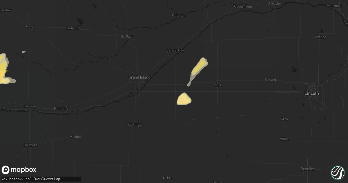 Hail map in Aurora, NE on May 16, 2026