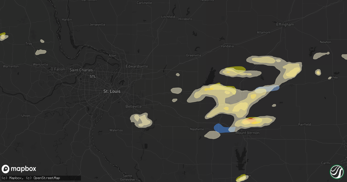 Hail map in Aviston, IL on May 16, 2026
