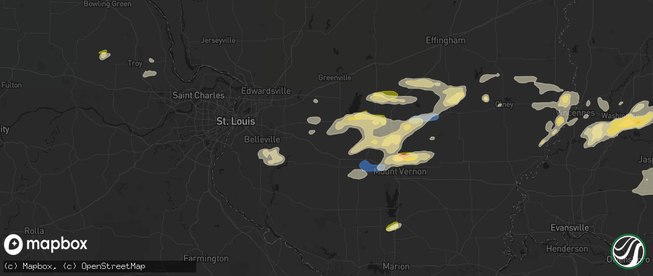 Hail map in Bartelso, IL on May 16, 2026