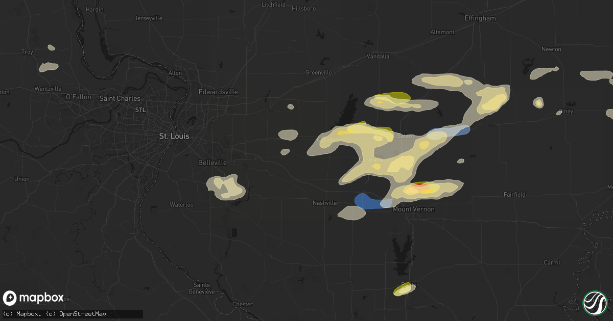 Hail map in Bartelso, IL on May 16, 2026
