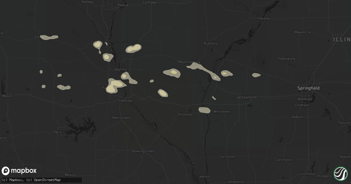 Hail map in Baylis, IL on May 16, 2026