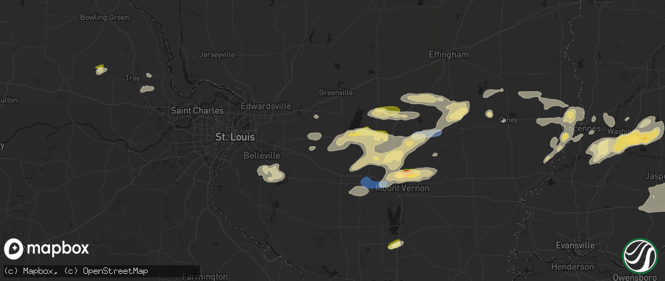 Hail map in Beckemeyer, IL on May 16, 2026