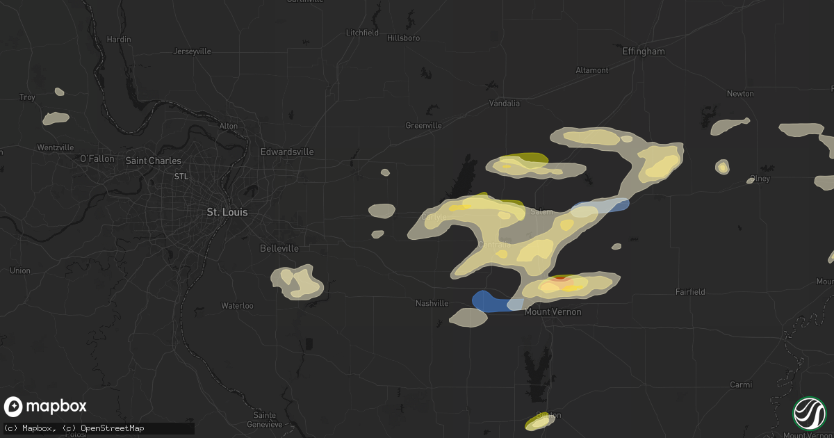 Hail map in Beckemeyer, IL on May 16, 2026
