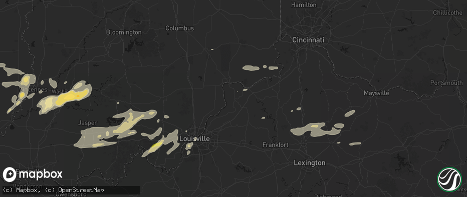 Hail map in Bedford, KY on May 16, 2026